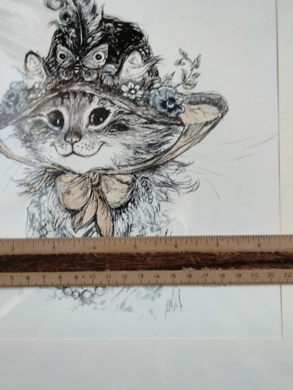 Cat Print Tabbigail With Beads Barbara Harmon Color Lithograph Signed Number Mat - Picture 8 of 10